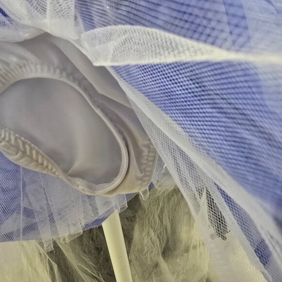 Girls Ballet Recital Outfit (7 Years) –White Leotard with Blue Corset Tutu & bow - Picture 5 of 9